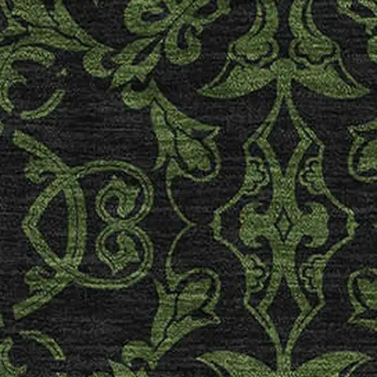 Olive Green And Charcoal Medallion Washable Area Rug With UV Protection Photo 3