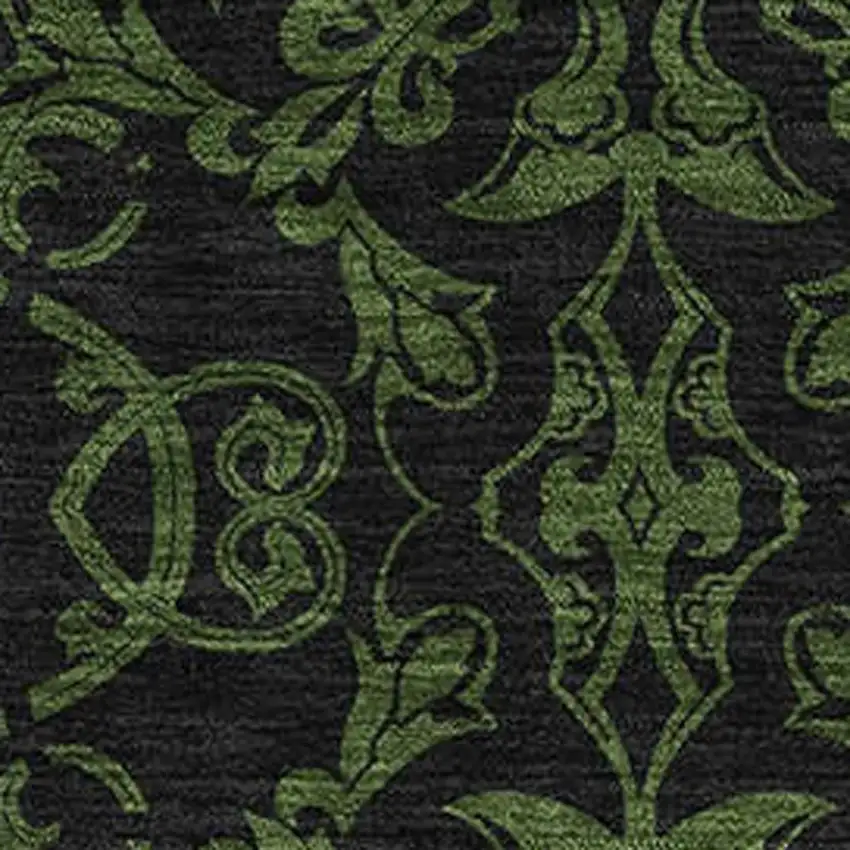 Olive Green And Charcoal Medallion Washable Area Rug With UV Protection Photo 3