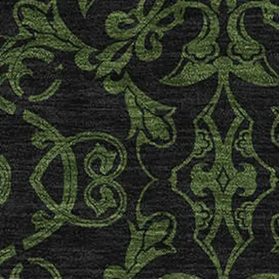 Olive Green And Charcoal Medallion Washable Area Rug With UV Protection Photo 3