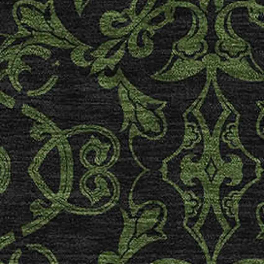 Olive Green And Charcoal Medallion Washable Area Rug With UV Protection Photo 3