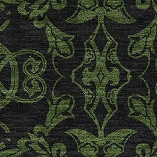 Olive Green And Charcoal Medallion Washable Area Rug With UV Protection Photo 3