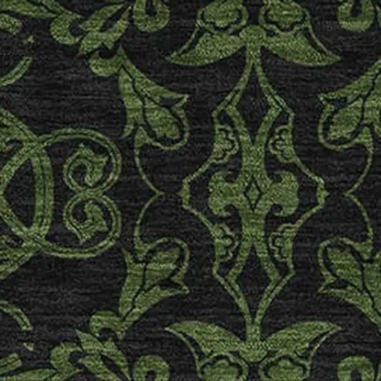 Olive Green And Charcoal Medallion Washable Area Rug With UV Protection Photo 3