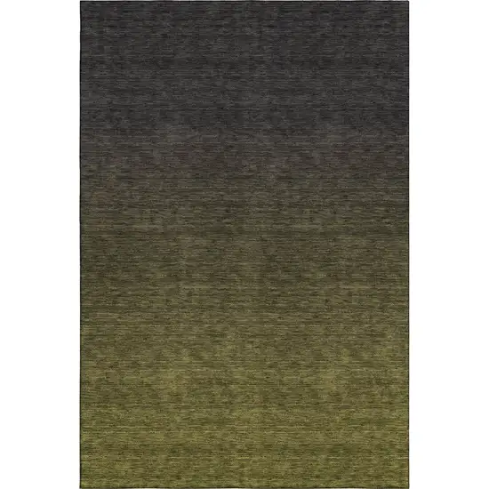 Olive Green And Charcoal Ombre Washable Area Rug With UV Protection Photo 1