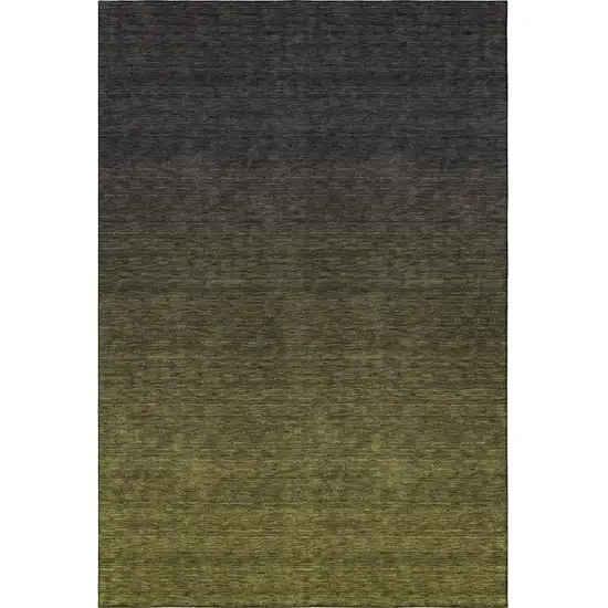 Olive Green And Charcoal Ombre Washable Area Rug With UV Protection Photo 4