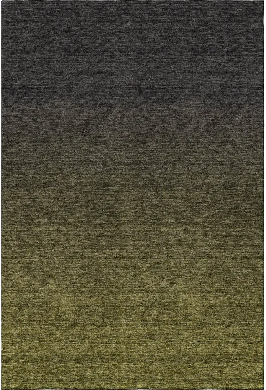 Olive Green And Charcoal Ombre Washable Area Rug With UV Protection Photo 4
