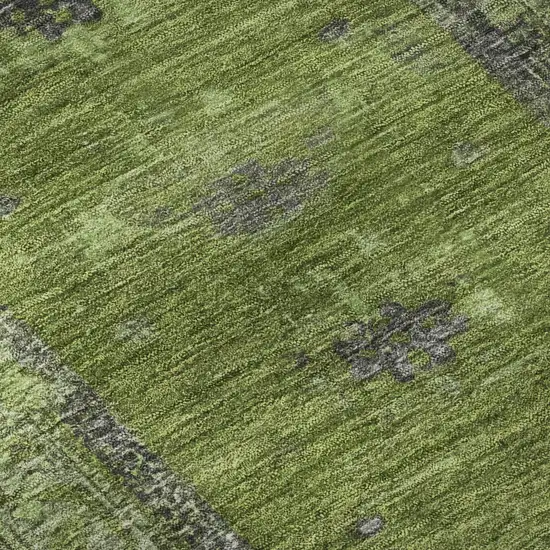 Olive Green And Charcoal Oriental Washable Area Rug With UV Protection Photo 9