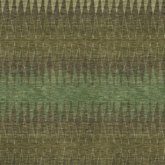 Olive Green And Chocolate Striped Washable Area Rug With UV Protection Photo 3