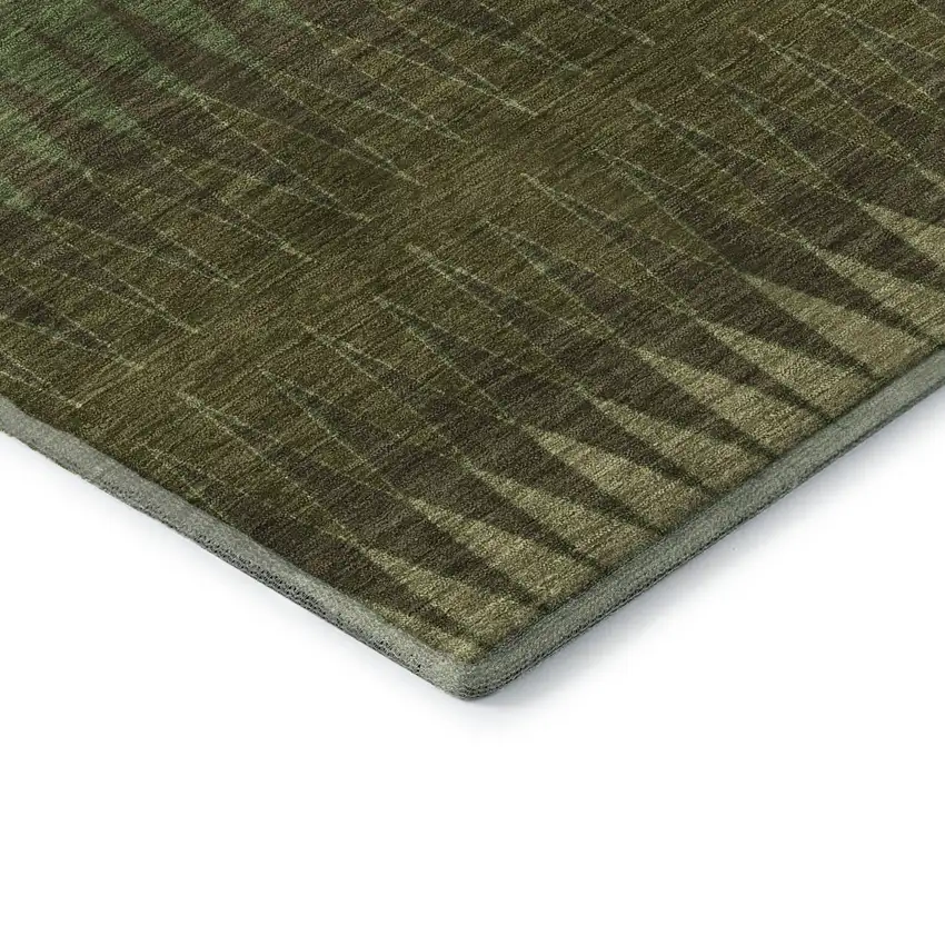 Olive Green And Chocolate Striped Washable Area Rug With UV Protection Photo 8