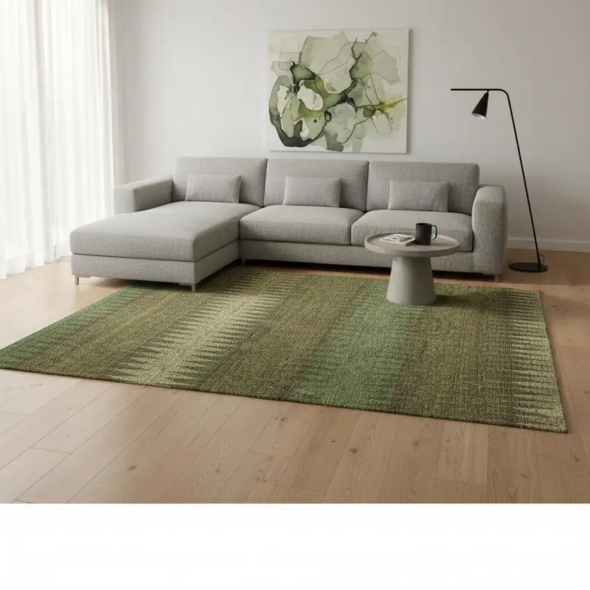 Olive Green And Chocolate Striped Washable Area Rug With UV Protection Photo 2