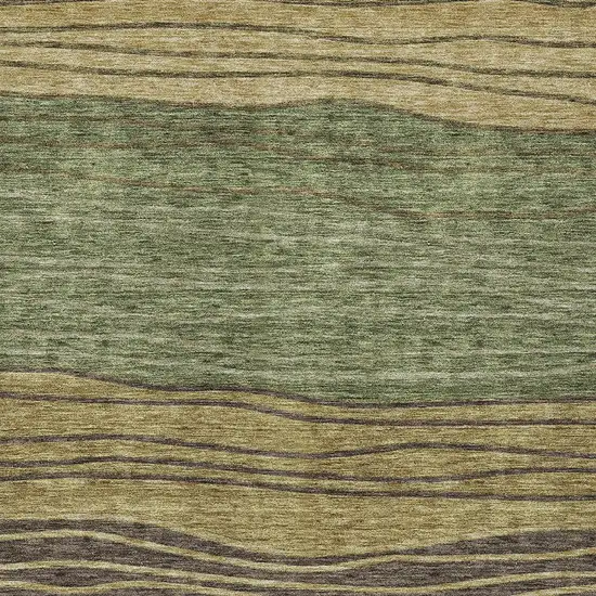 Olive Green And Chocolate Striped Washable Indoor Outdoor Area Rug Photo 4