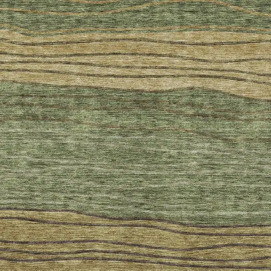 Olive Green And Chocolate Striped Washable Indoor Outdoor Area Rug Photo 4