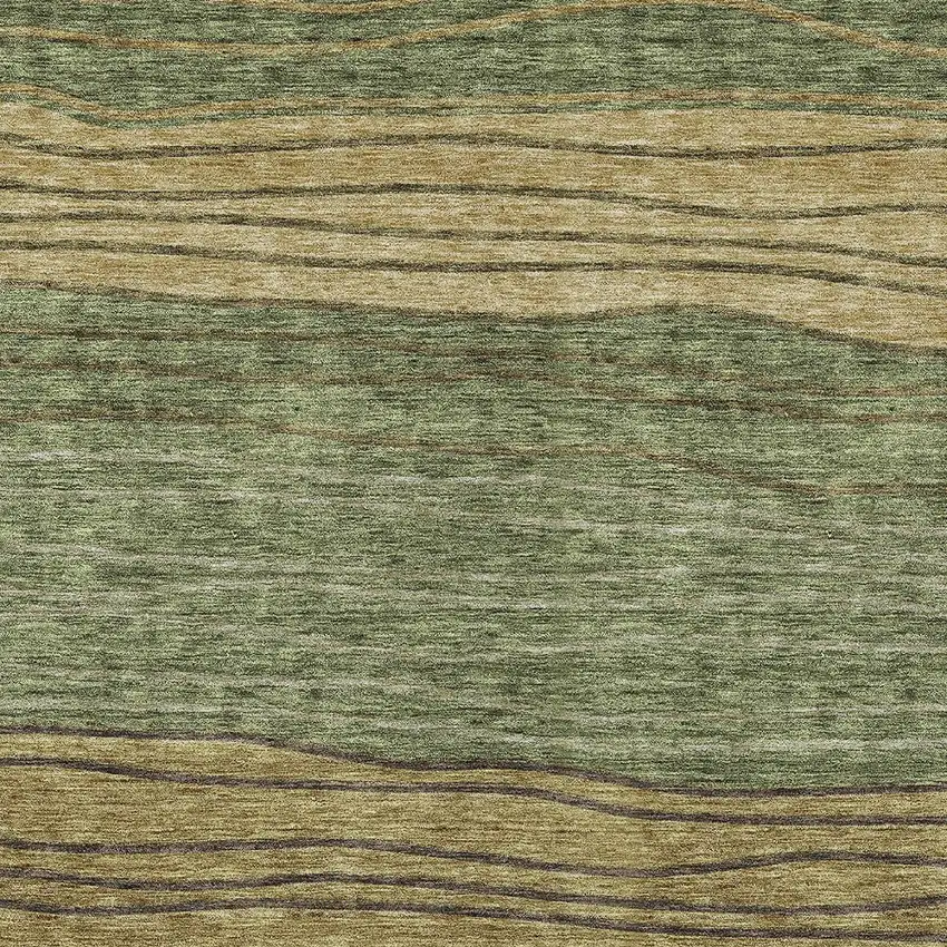 Olive Green And Chocolate Striped Washable Indoor Outdoor Area Rug Photo 4