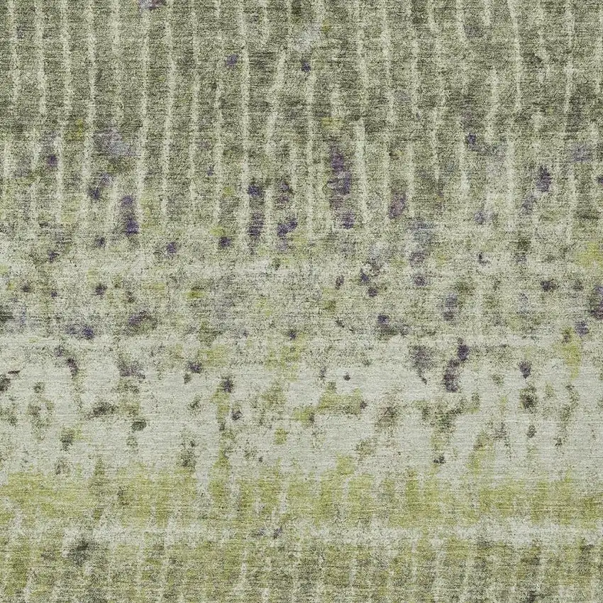 Olive Green And Copper Abstract Washable Indoor Outdoor Area Rug Photo 8