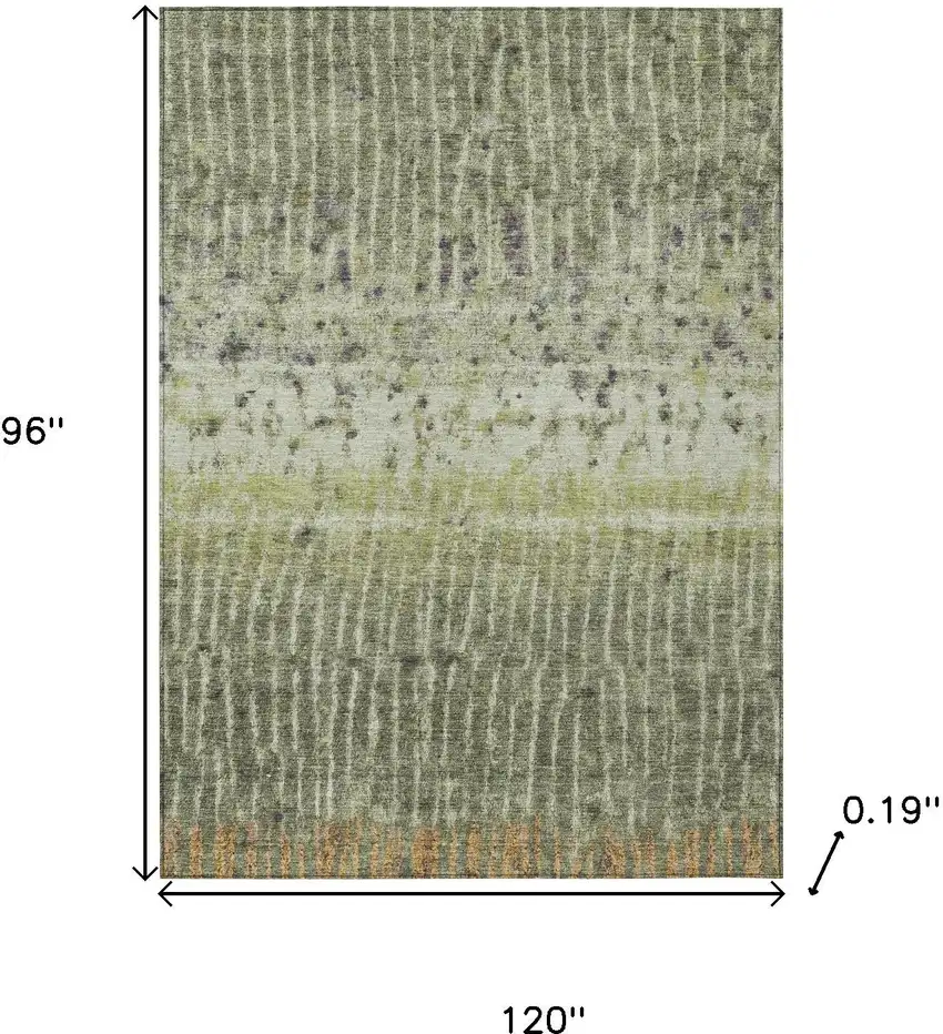 Olive Green And Copper Abstract Washable Indoor Outdoor Area Rug Photo 3