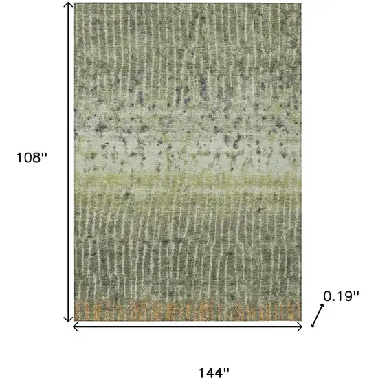 Olive Green And Copper Abstract Washable Indoor Outdoor Area Rug Photo 3