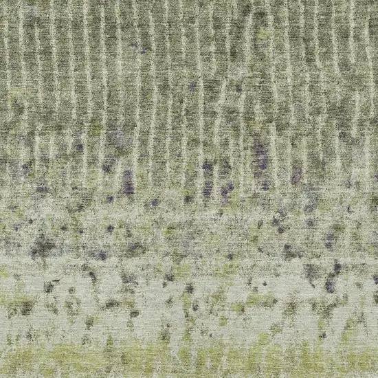 Olive Green And Copper Abstract Washable Indoor Outdoor Area Rug Photo 8