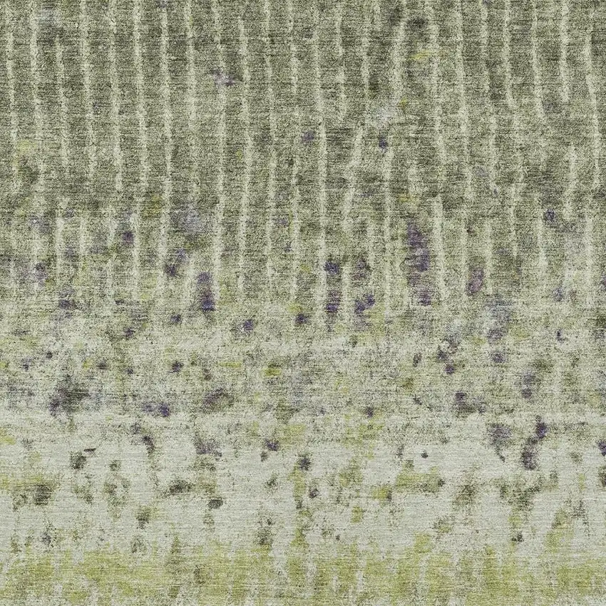 Olive Green And Copper Abstract Washable Indoor Outdoor Area Rug Photo 8