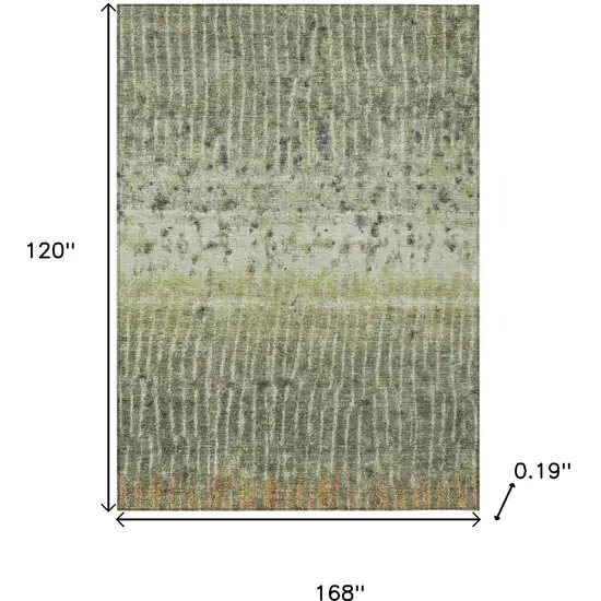 Olive Green And Copper Abstract Washable Indoor Outdoor Area Rug Photo 3