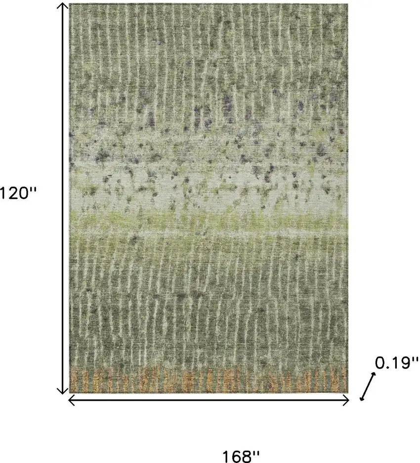 Olive Green And Copper Abstract Washable Indoor Outdoor Area Rug Photo 3