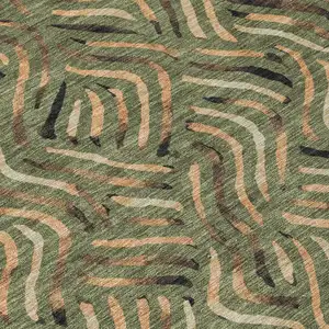 Photo of Olive Green And Copper Abstract Washable Indoor Outdoor Area Rug