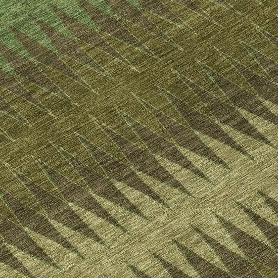 Olive Green And Dark Green Striped Washable Indoor Outdoor Area Rug Photo 8