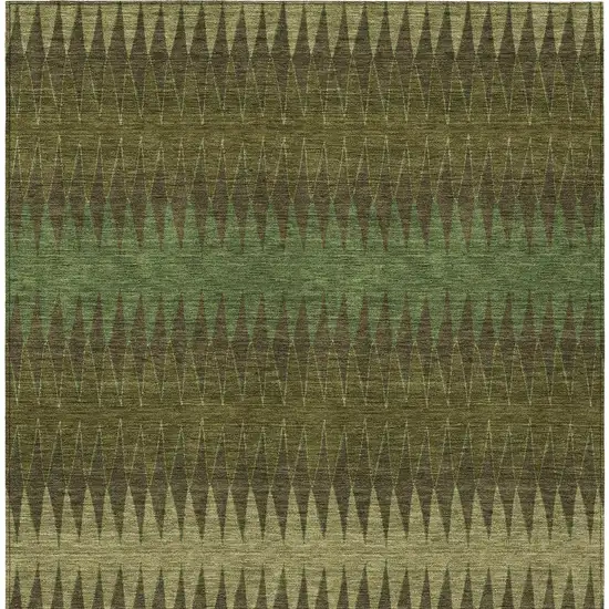 Olive Green And Dark Green Striped Washable Indoor Outdoor Area Rug Photo 7