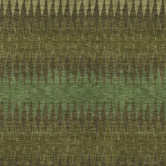 Olive Green And Dark Green Striped Washable Indoor Outdoor Area Rug Photo 6