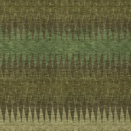 Olive Green And Dark Green Striped Washable Indoor Outdoor Area Rug Photo 6