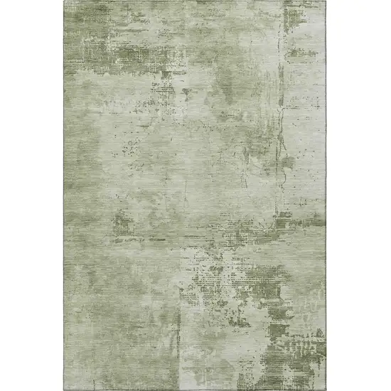 Olive Green And Fern Green Abstract Washable Area Rug With UV Protection Photo 3