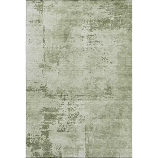 Olive Green And Fern Green Abstract Washable Area Rug With UV Protection Photo 1