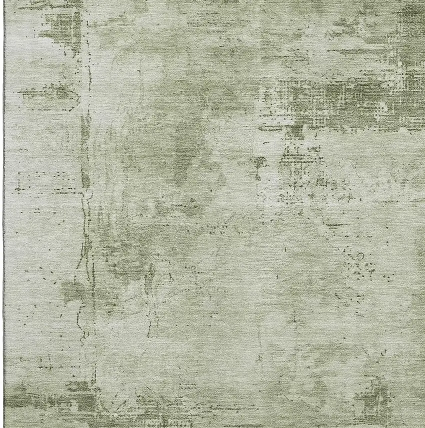 Olive Green And Fern Green Abstract Washable Area Rug With UV Protection Photo 3