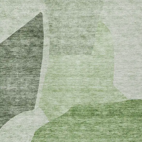 Olive Green And Fern Green Abstract Washable Indoor Outdoor Area Rug Photo 5