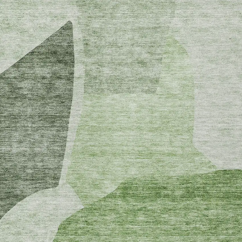 Olive Green And Fern Green Abstract Washable Indoor Outdoor Area Rug Photo 5