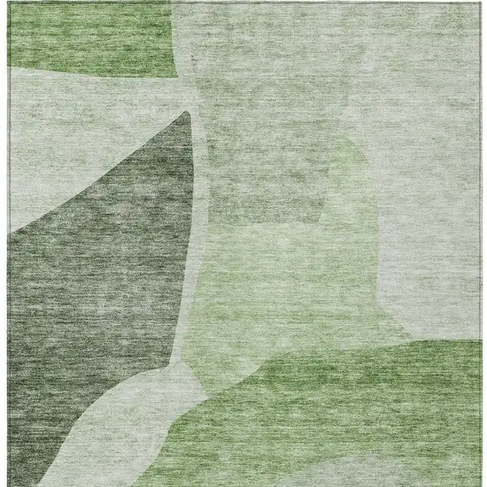 Olive Green And Fern Green Abstract Washable Indoor Outdoor Area Rug Photo 6