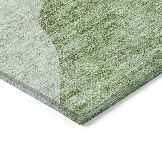 Olive Green And Fern Green Abstract Washable Indoor Outdoor Area Rug Photo 4