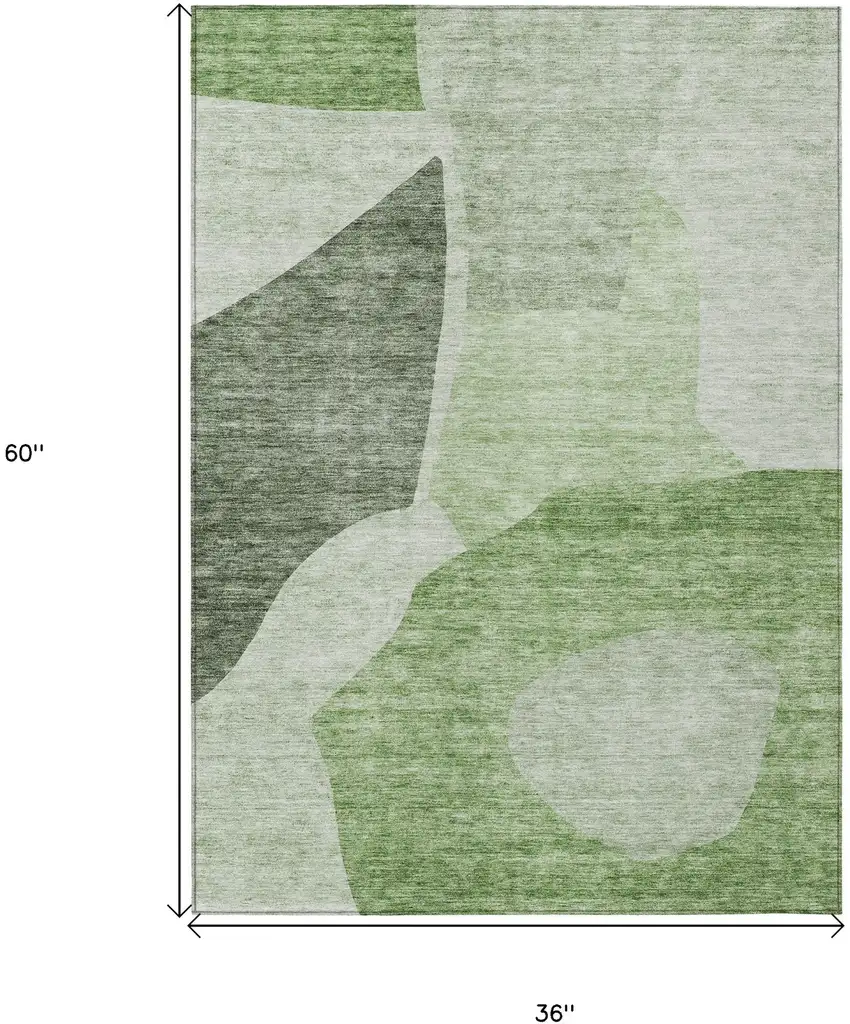 Olive Green And Fern Green Abstract Washable Indoor Outdoor Area Rug Photo 3