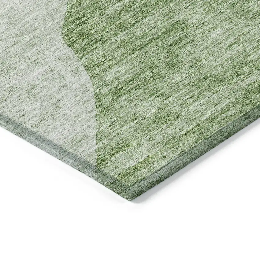 Olive Green And Fern Green Abstract Washable Indoor Outdoor Area Rug Photo 4