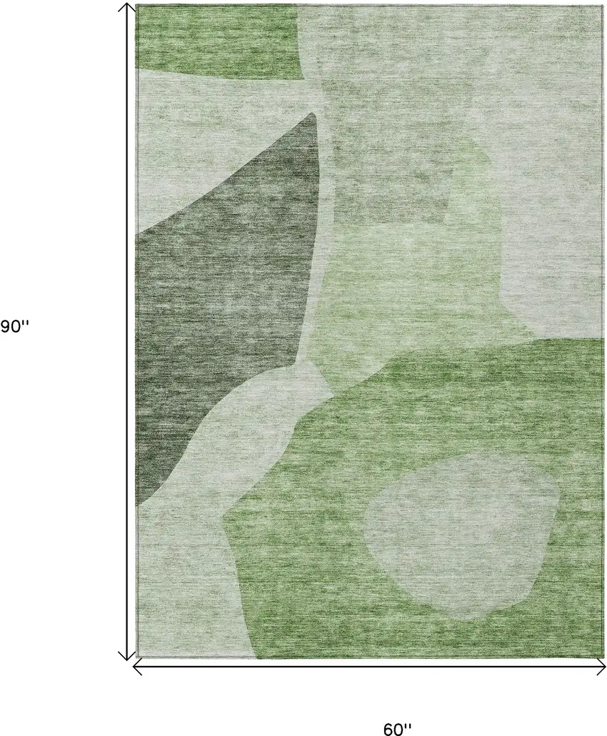Olive Green And Fern Green Abstract Washable Indoor Outdoor Area Rug Photo 3