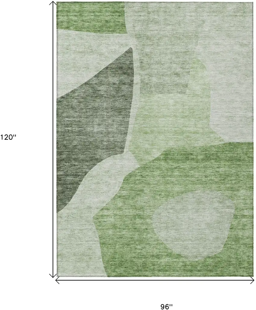 Olive Green And Fern Green Abstract Washable Indoor Outdoor Area Rug Photo 3