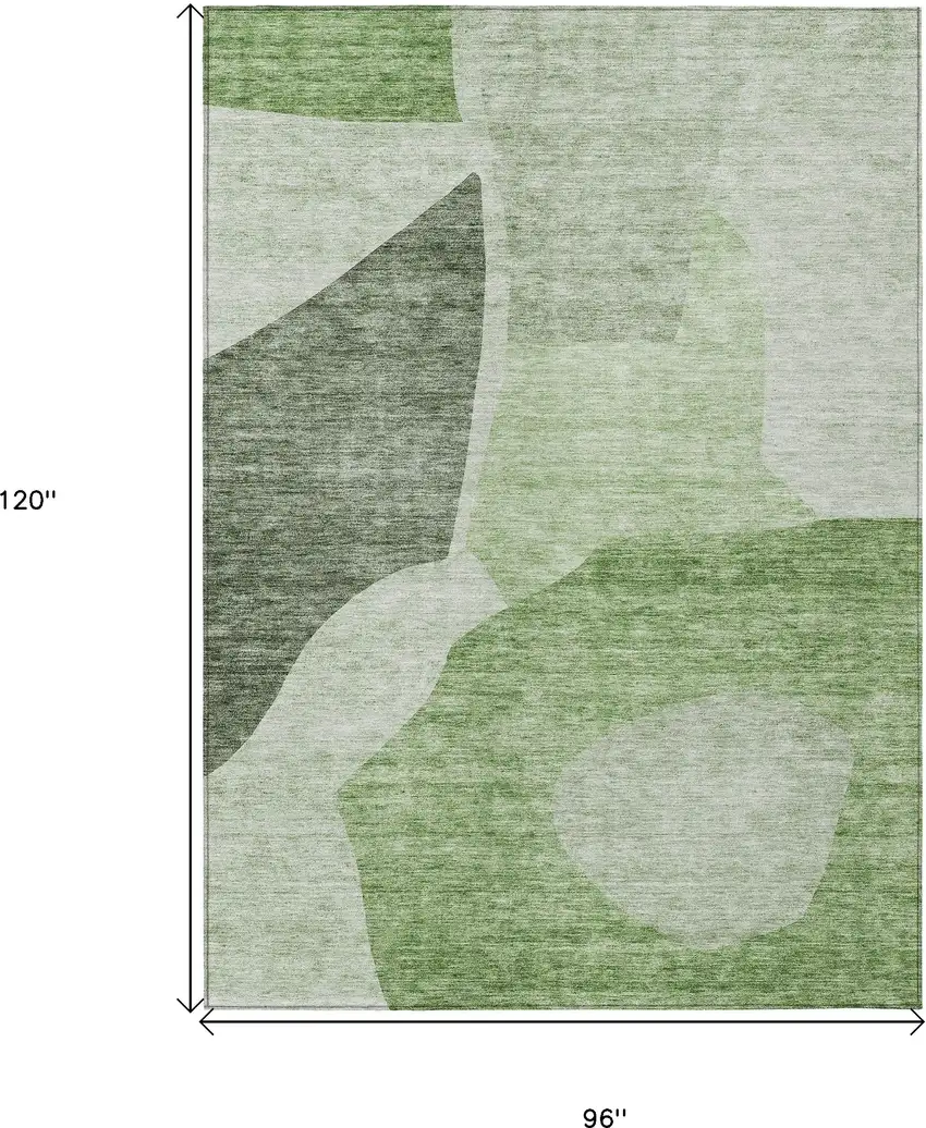 Olive Green And Fern Green Abstract Washable Indoor Outdoor Area Rug Photo 3