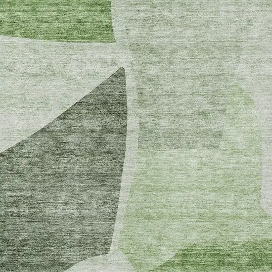 Olive Green And Fern Green Abstract Washable Indoor Outdoor Area Rug Photo 5