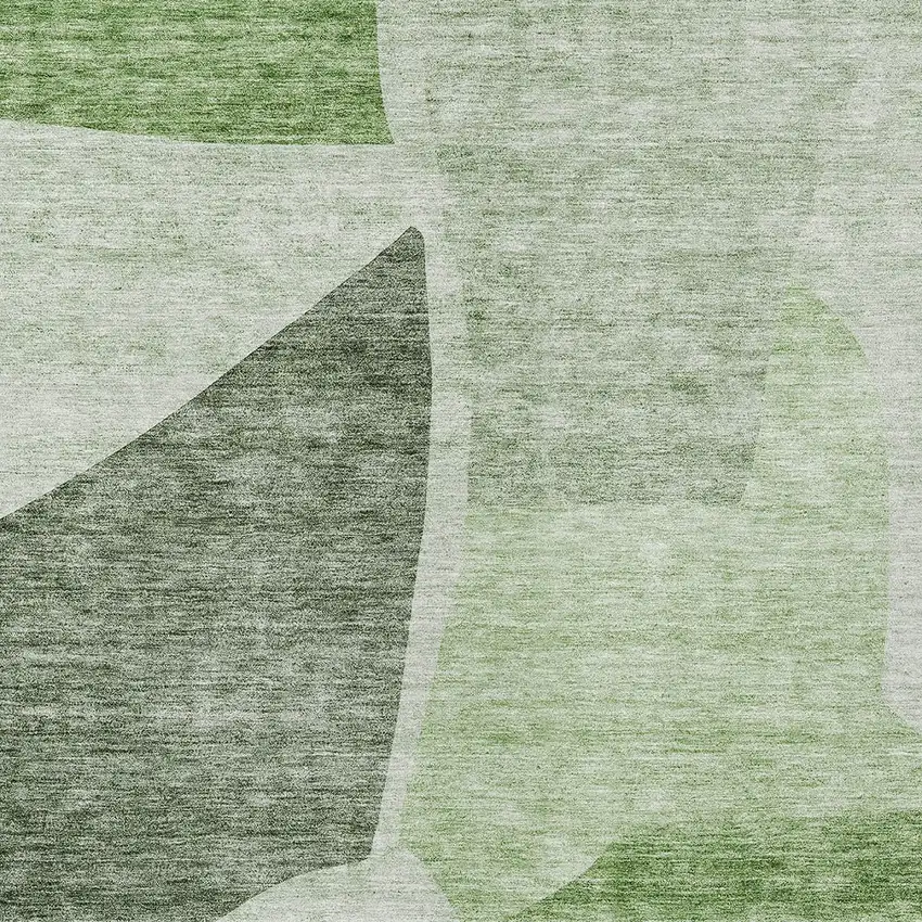 Olive Green And Fern Green Abstract Washable Indoor Outdoor Area Rug Photo 5