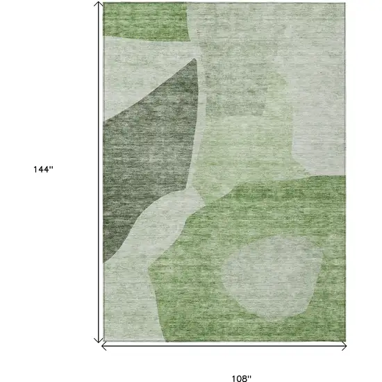 Olive Green And Fern Green Abstract Washable Indoor Outdoor Area Rug Photo 3