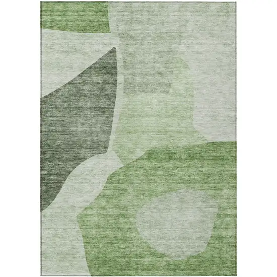 Olive Green And Fern Green Abstract Washable Indoor Outdoor Area Rug Photo 2