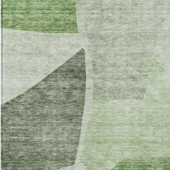 Olive Green And Fern Green Abstract Washable Indoor Outdoor Area Rug Photo 6
