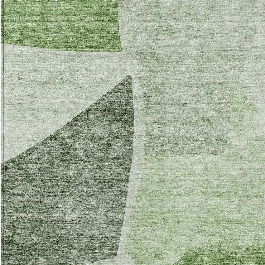 Olive Green And Fern Green Abstract Washable Indoor Outdoor Area Rug Photo 6