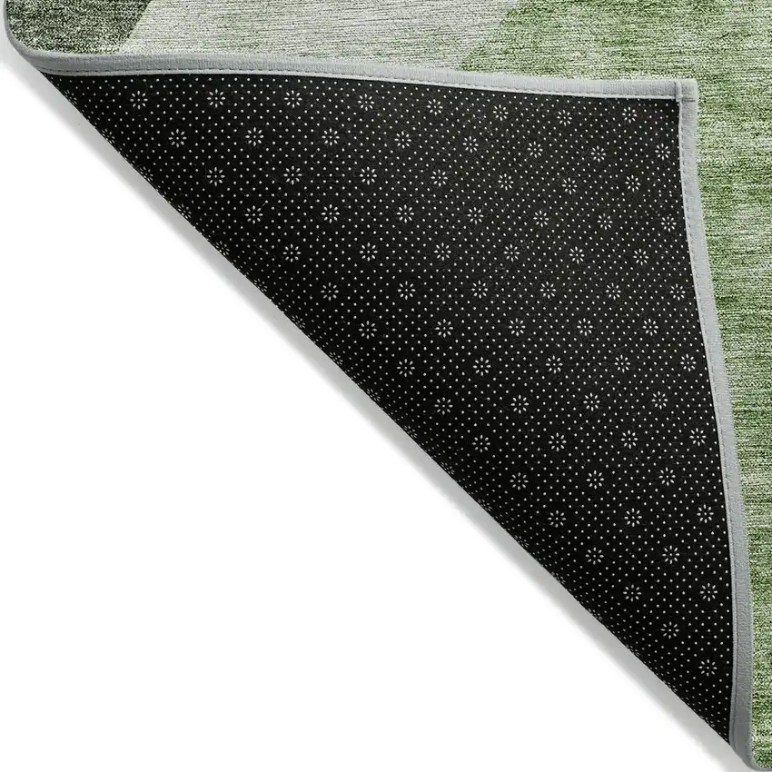 Olive Green And Fern Green Abstract Washable Indoor Outdoor Area Rug Photo 4