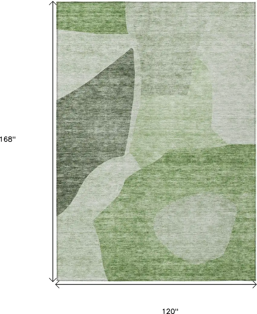 Olive Green And Fern Green Abstract Washable Indoor Outdoor Area Rug Photo 3