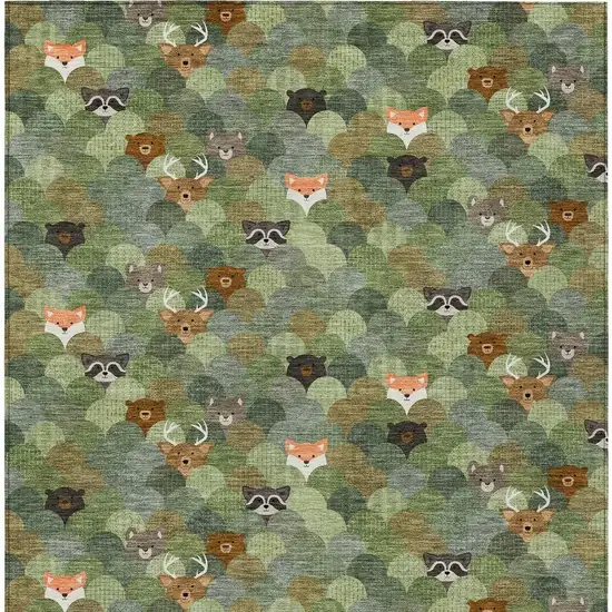 Olive Green And Fern Green Cactus Washable Indoor Outdoor Area Rug Photo 3