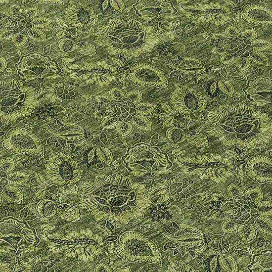 Olive Green And Fern Green Floral Washable Indoor Outdoor Area Rug Photo 7